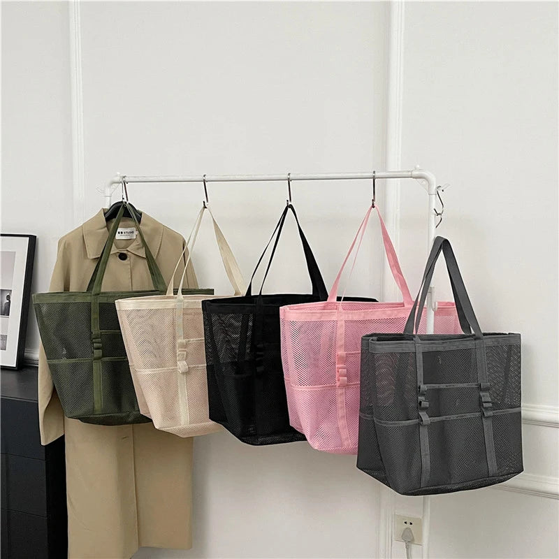 Portable Mesh Beach & Travel Tote | Soft Large Capacity Organizer Luxegan