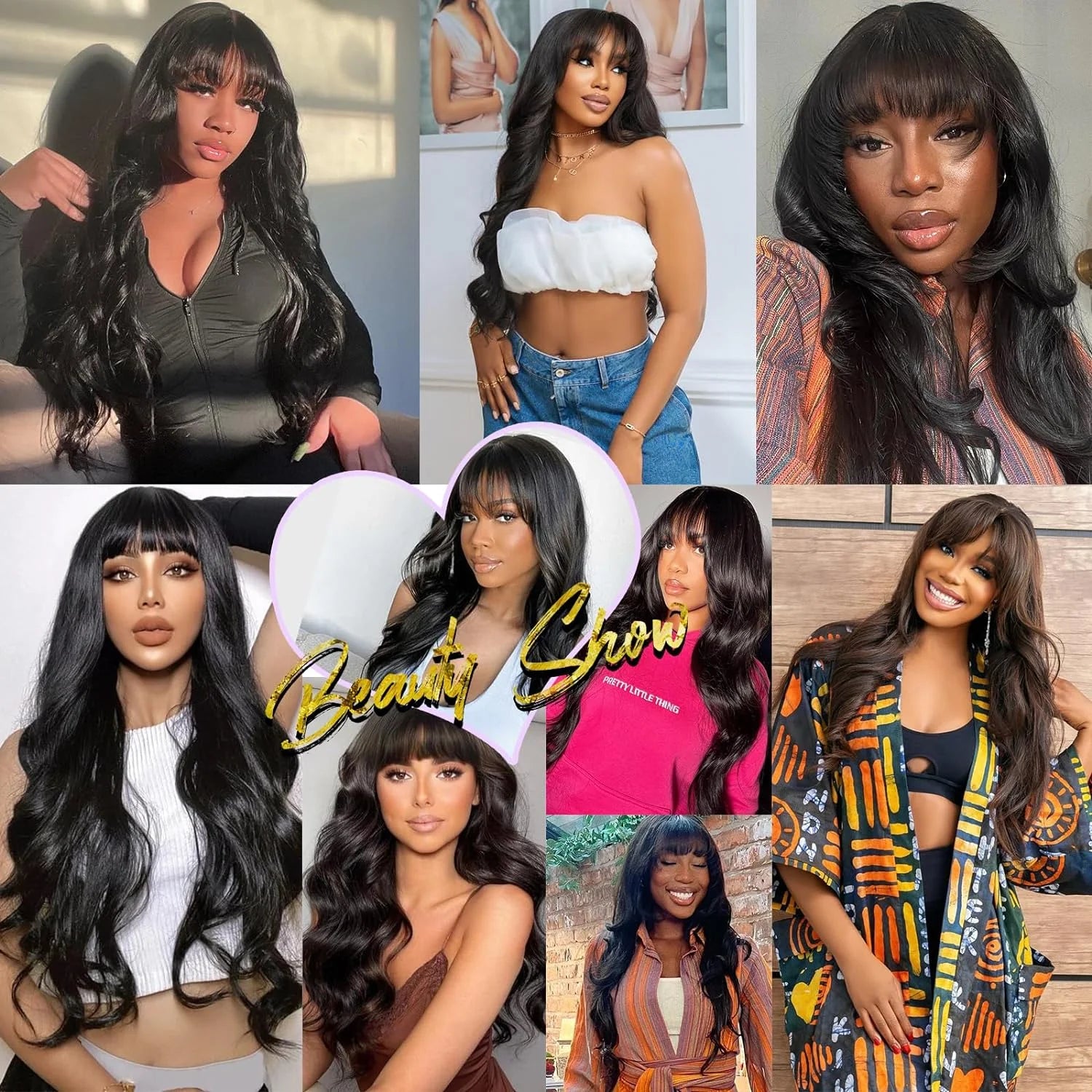 12A Grade Peruvian Body Wave Human Hair Wig with Bangs | Fully Machine-Made Glueless Fringe Wig | Premium Remy Human Hair Clearance Sale Wig for Women Luxegan