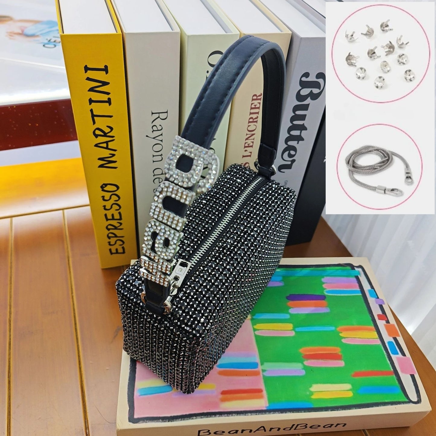 Super A Rhinestone Light Luxury Bag | Women's Summer High-End Texture Messenger & Portable Dinner Bag (Shiny Full Diamond Crossbody) Luxegan