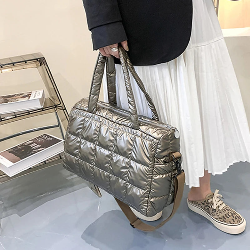 Luxury Space Padded Cotton Handbag | Big Capacity Shoulder Bag & Waterproof Nylon Bag (Travel Down Crossbody Bag Purse Bolsa) Luxegan