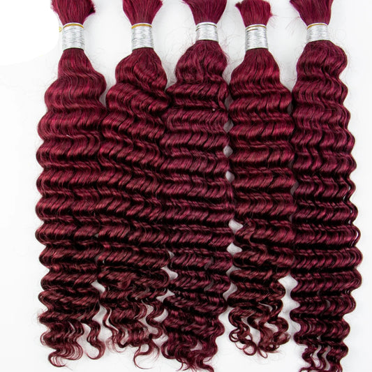Deep Wave Human Hair Bulk for Boho Braids | No Weft Braiding Hair | 16-24in