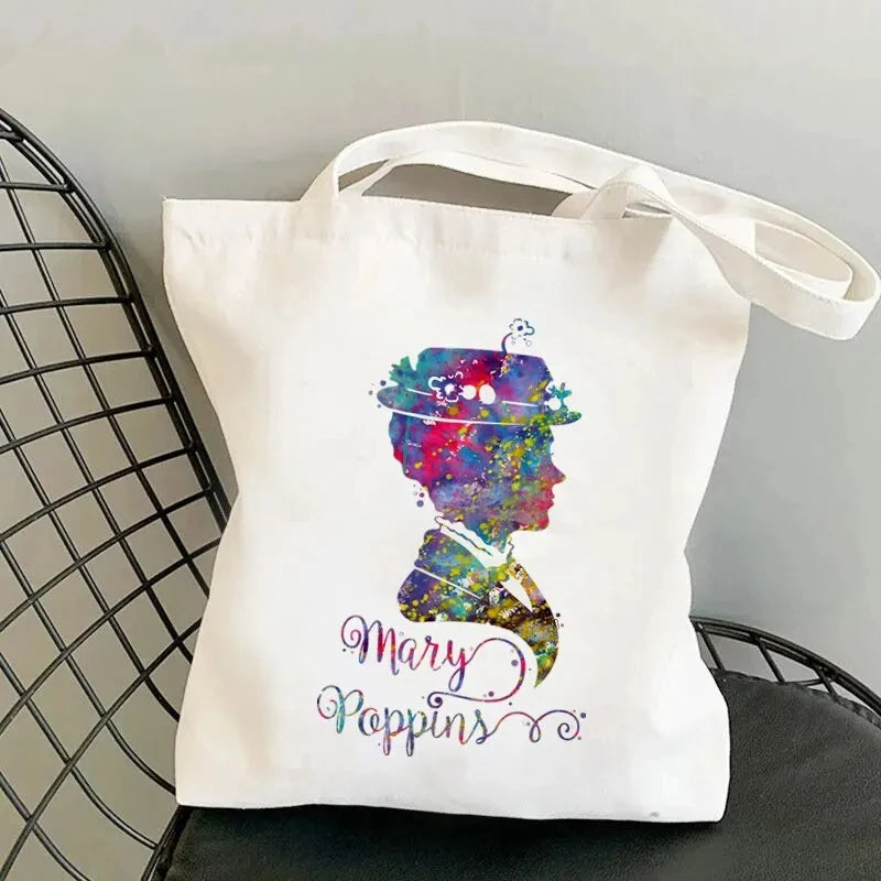 Soft Unisex Canvas Mary Poppins Tote | Kawaii Harajuku Large Capacity Shopping Bag Luxegan