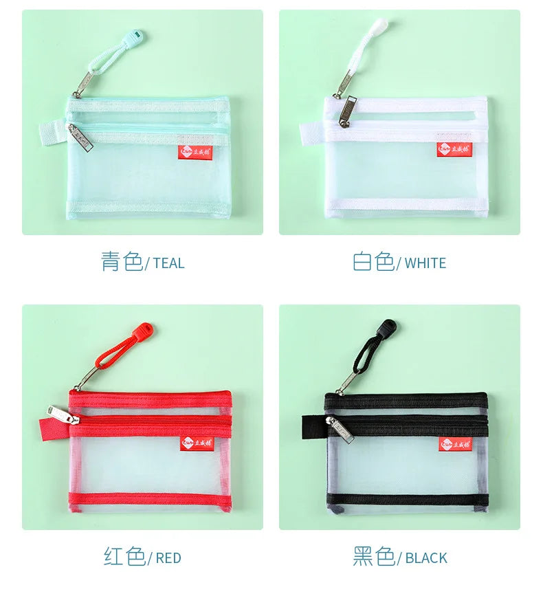 Bolsos cuadrados de nailon de doble capa con cremallera, monederos, carteras, tarjeteros para identificación bancaria y tarjetas de crédito, licencia B8, bolsas de almacenamiento con bolsillo