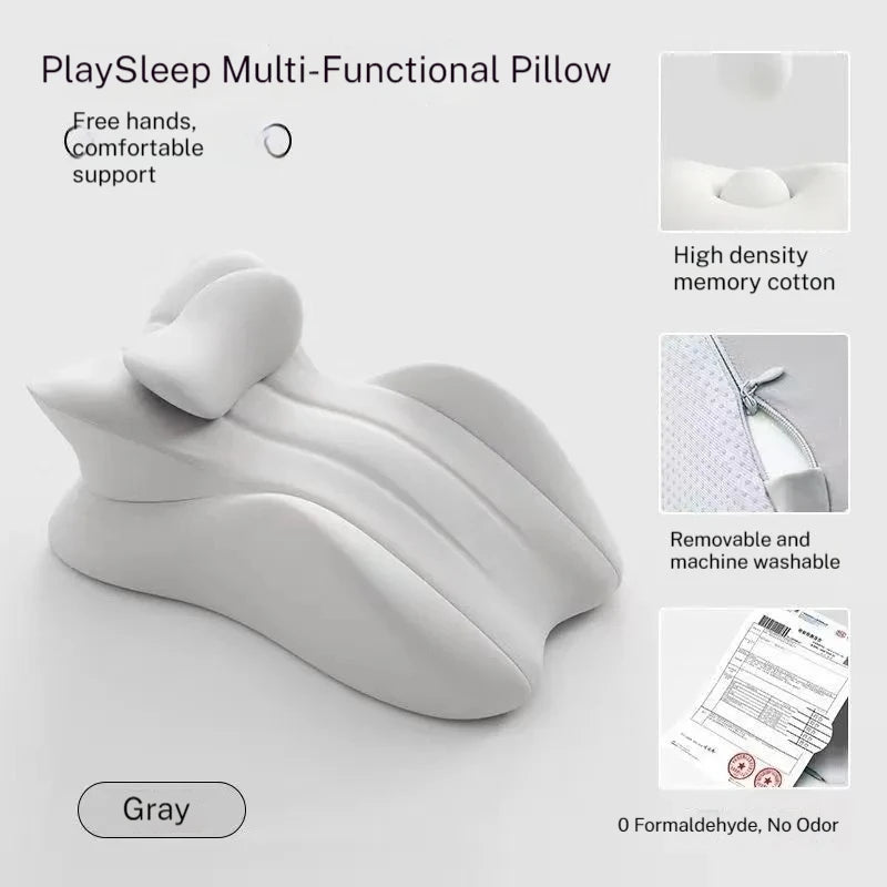 Couples Memory Foam Waist & Lumbar Support | Sophisticated "Wave Shape" Silhouette | Elegant Washable Office & Bedding Backrest | "Dignified" High-Performance Massage Feature for Radiant Versatile Styling Luxegan