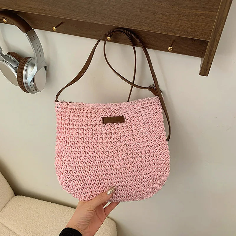 Summer Straw Saddle Bag | Handmade Woven Crossbody Purse Luxegan