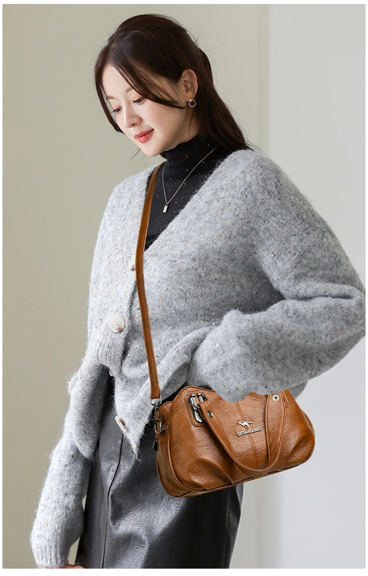 Luxury Handbags 3 Layers | Large Capacity Designer Handbags & Soft Leather Ladies Shoulder Crossbody Bag for Women (Sac) Luxegan
