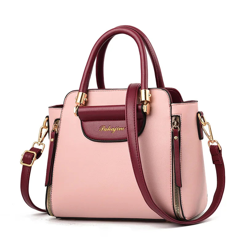 New Fashion Color-Hit Business Handbag | Sophisticated European & American Shoulder Bag | Elegant Office Square Wallet & Tote | "Dignified" Hard-Shell PU Purse for Professional Versatility Luxegan