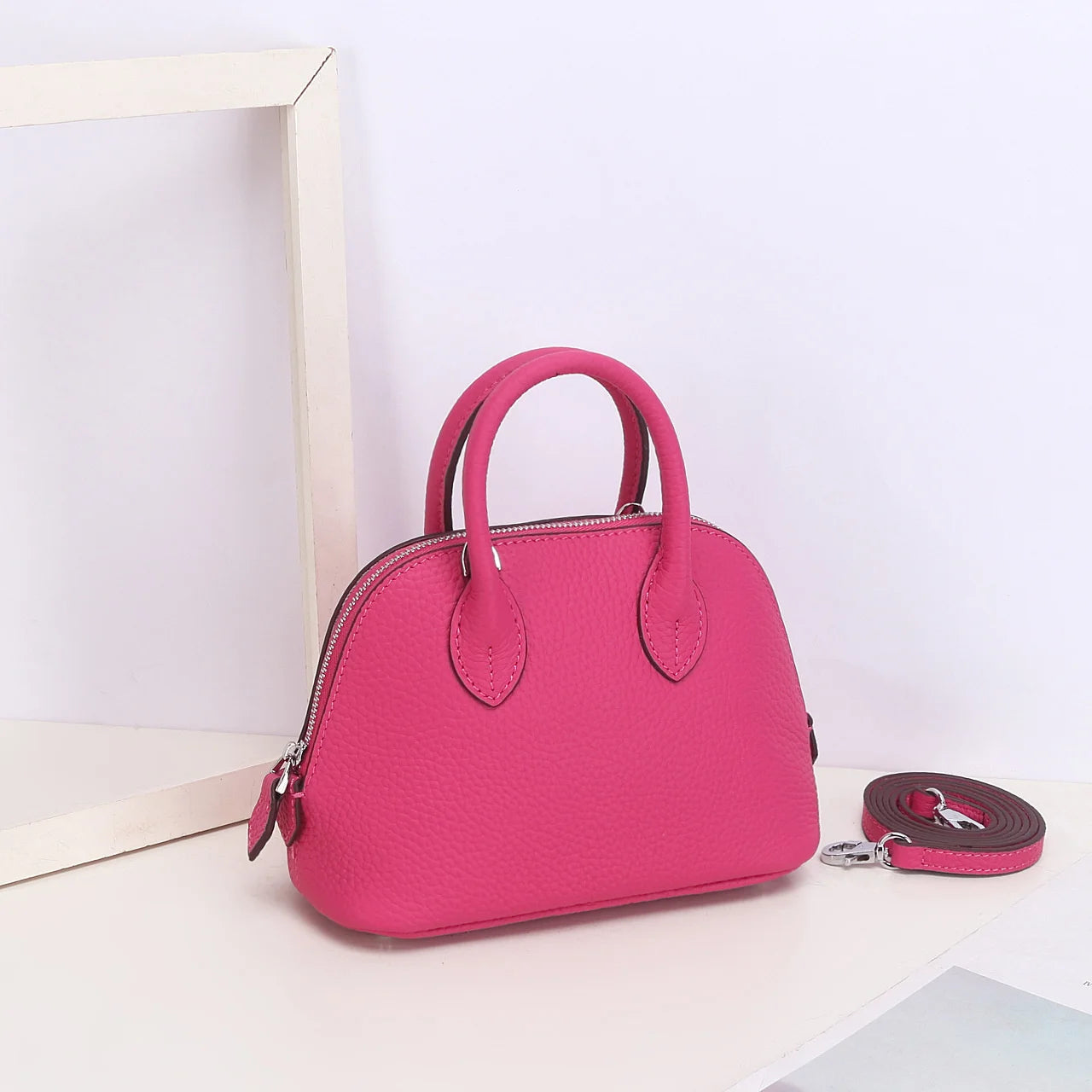 Shell Bag Women's Messenger Bag | Cow Leather Simple Shoulder Bag & Fashion Ladies Classic Handbag (Small Mobile Phone Crossbody Bag) Luxegan