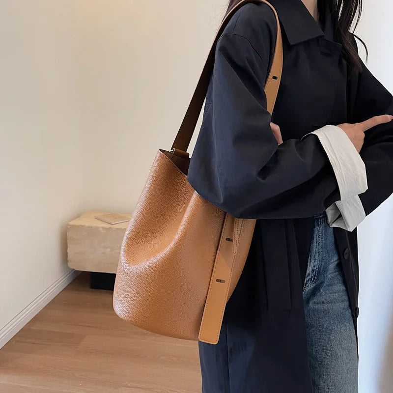 Retro Solid Color Baguette | Soft PU Leather Underarm Shoulder Bag Luxegan