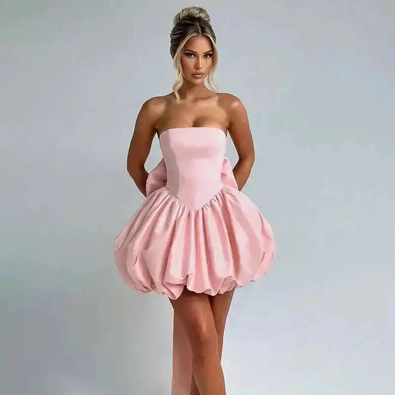 Townlike Bow Backless Sexy Party Dress Women Mini 2025 Spring Summer Dress Waist Wrap A-line Ball Gown Dresses