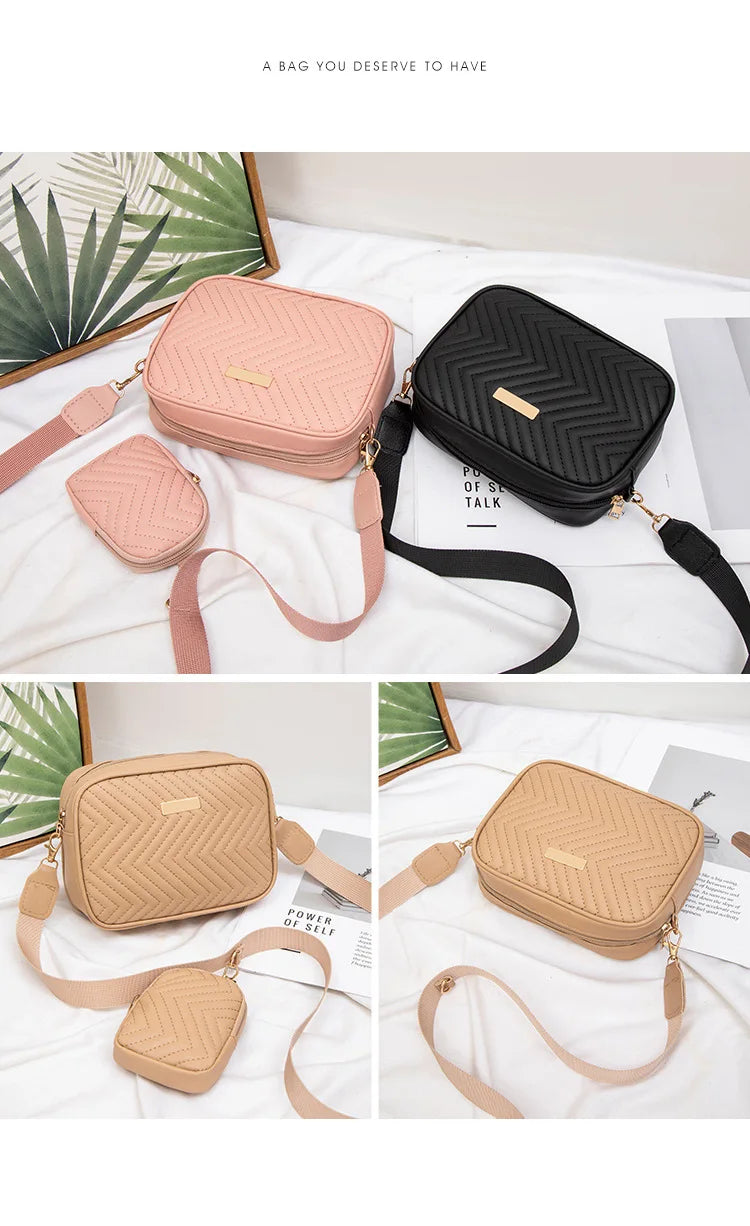 V-Embroidered Niche Bag | Casual Small Square Camera & Messenger Bag Luxegan