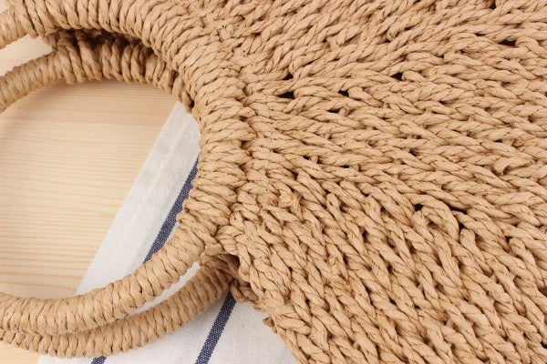 Summer Handmade Moon-Shaped Bag | Women's Woven Straw Bag & Top-Handle Tote Luxegan