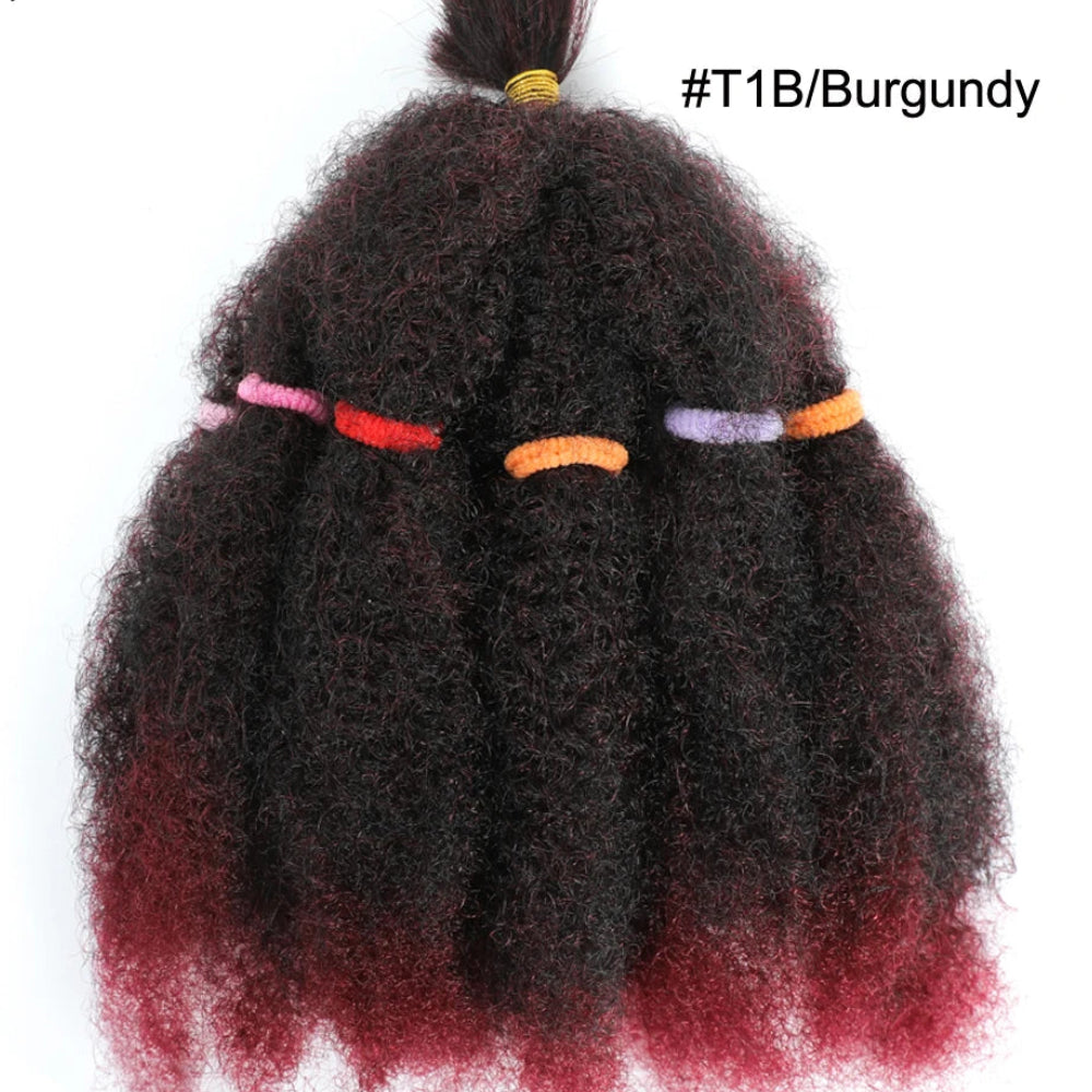 12-Inch Afro Kinky Curly Synthetic Braiding Hair Bulk - Ombre Marley Twists Crochet Extensions - Low Temperature Fiber Afro Twist Bulk Hair for Protective Styles (10 Strands/Pack, 50g) Luxegan