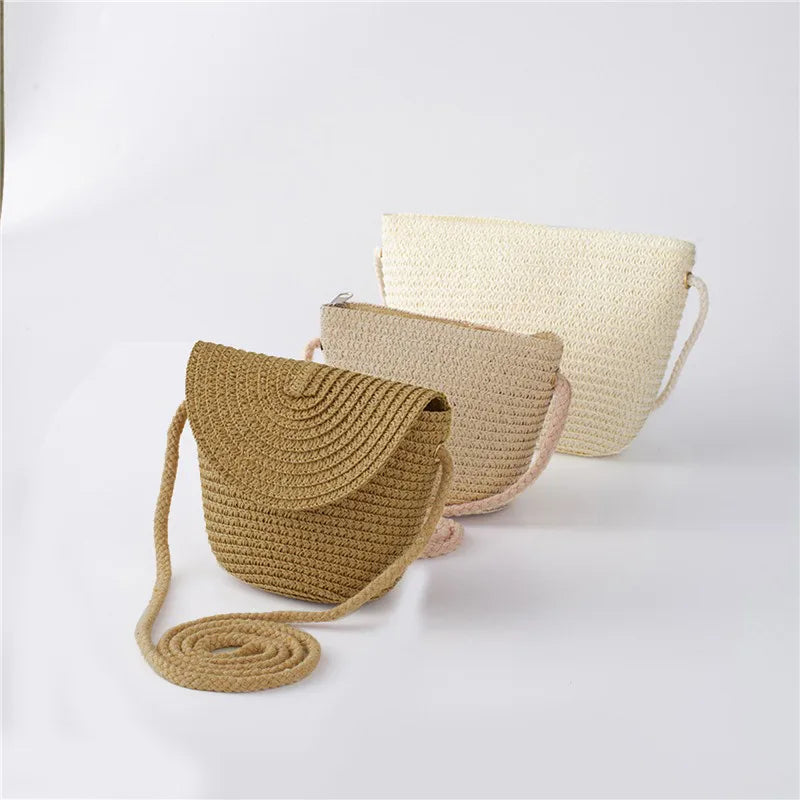 Beach Straw Shoulder Messenger Bag | Women's Bohemian Summer Woven Rattan Bucket Shoulder Handbag & Handmade Crossbody Bag Luxegan