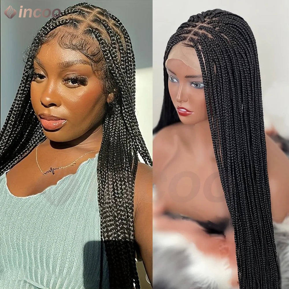 32-36 Inch Boho Box Braids Goddess Locs Wig | 360 Full Lace