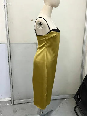 Sexy Satin Sleeveless Slip Midi Dress for Women Elegant Bodycon Evening Cocktail Dresses 2026 New Female Party Clubwear Outfit