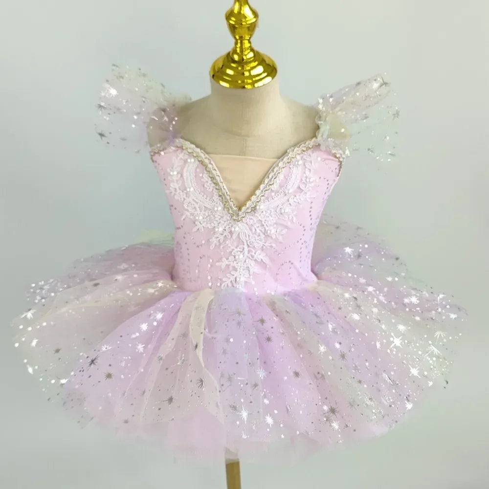 Girls' Tiered Patchwork Tutu Party Dress | Cute Princess Stage Dance Costume | Summer Sleeveless O-Neck Mini Ball Gown Kids Outfit Luxegan