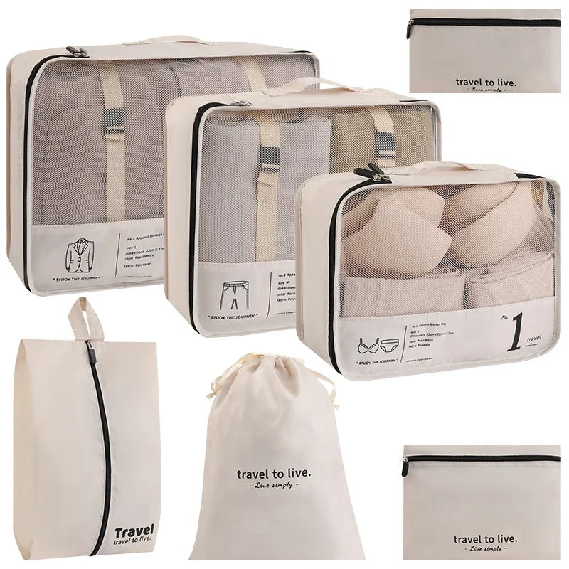 7-Piece Travel Storage Bag Set | Large Capacity Suitcase Organizer Luxegan