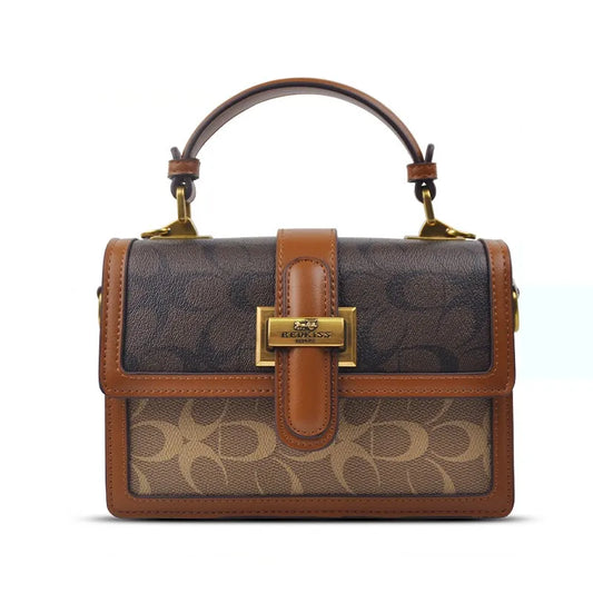 Vintage Carriage Small Square Bag | Sophisticated Fashionable Handheld Satchel | Elegant Geometric Crossbody Bag | "Dignified" High-Sense PVC Purse for Versatile Daily Styling Luxegn