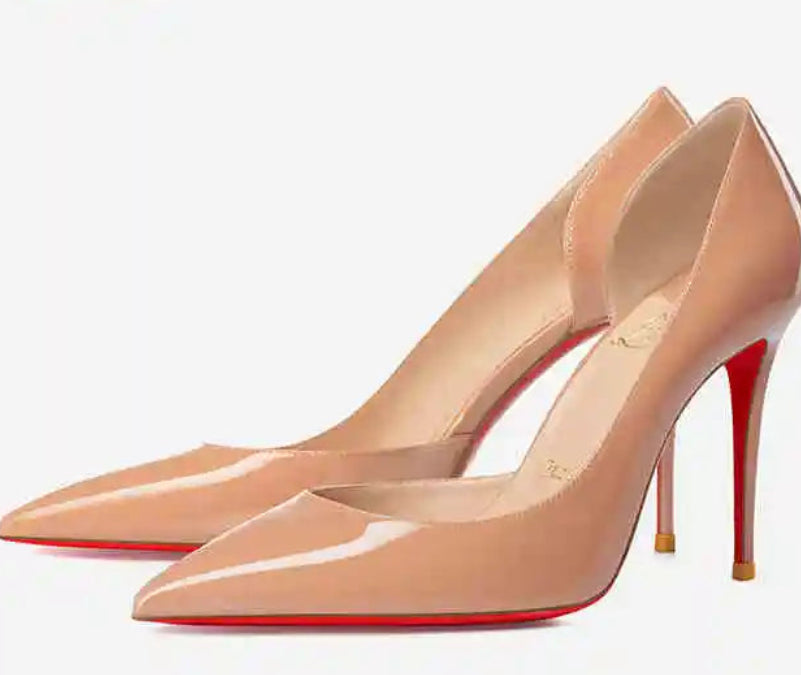 Elegant Luxury Brand Trendy Stilettos | Sophisticated Red Shiny Bottom Pumps | Elegant "Handmade Patent Leather" Silhouette | "Dignified" Sexy Pointed Toe Fashion Shoes for Radiant Versatile Styling Luegan