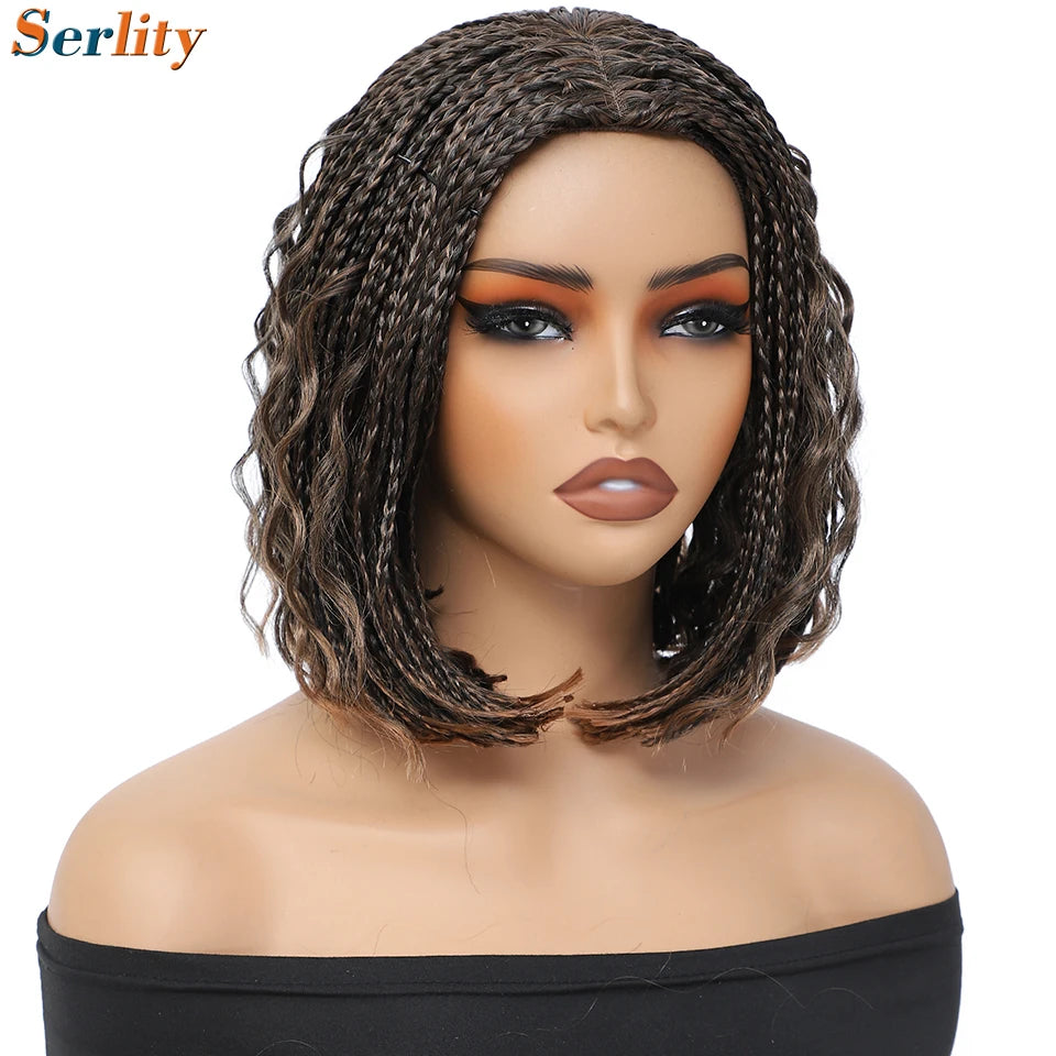 New Style Bob Box Braided Wigs For Black Women 12inches Synthetic Box Braids Crochet Hair Wigs On Sale Clearance Short Black Wig Luxegan