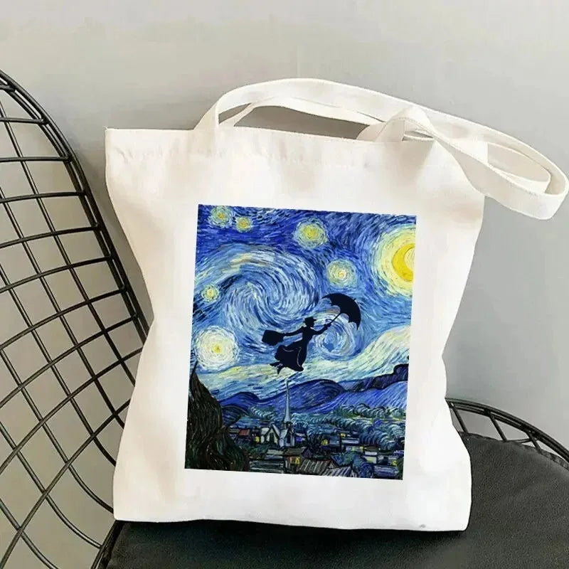 Canvas Cartoon Mary Poppins Tote | Soft Large Capacity Eco Shopping Bag Luxegan