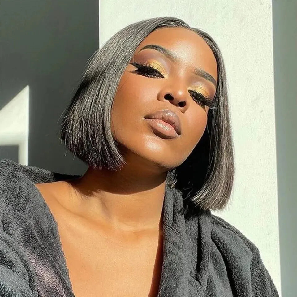 180% Density Straight Short Bob HD Lace Wig | Sophisticated 13x4 Transparent Frontal | Elegant "Brazilian Remy" Silhouette | "Dignified" Pre-Plucked Human Hair for Radiant Versatile Styling Luxegan