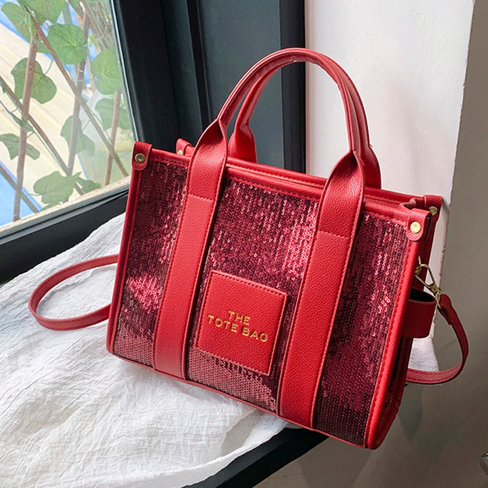 The Tote Bag: Luxury Designer Leather Handbag with Glitter & Sequins Luxegan