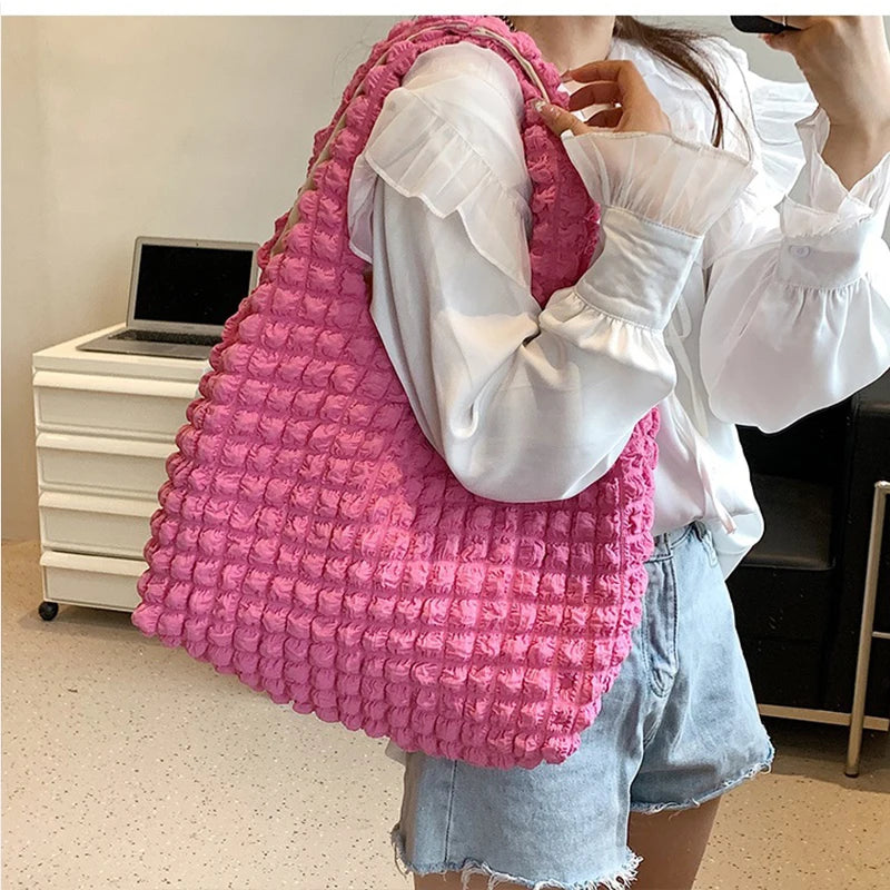 Soft Pleated Cloud Tote | Candy Color Large Capacity Shoulder Bag