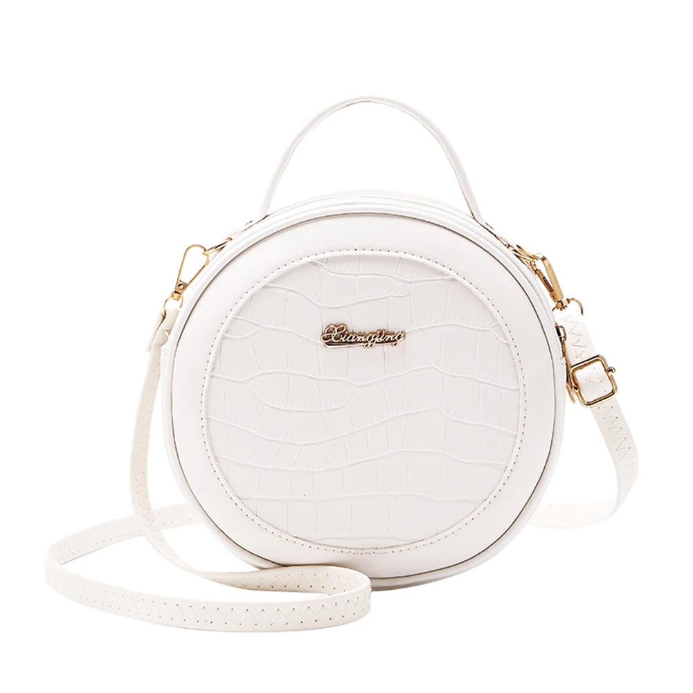Youthful Alligator Pattern Crossbody Bag | Round Circle PU Shoulder Pouch Luxegan