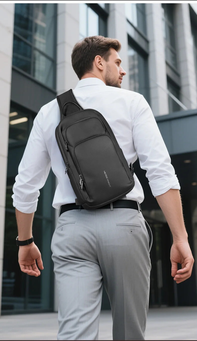 Business Waterproof Crossbody Bag | Sophisticated "USB Charging" Silhouette | Large Oxford Leisure Satchel & Chest Pack | "Dignified" High-Performance HK-6202B Essential for Radiant Versatile Styling Luxegan