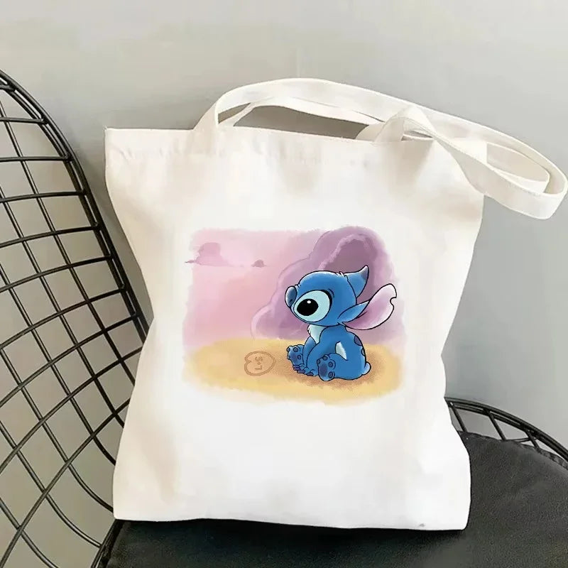 Disney Lilo & Stitch Cartoon Canvas Bag | Unisex Large Capacity Student Backpack & Shoulder Tote | Casual Shopping Totes Luxegan