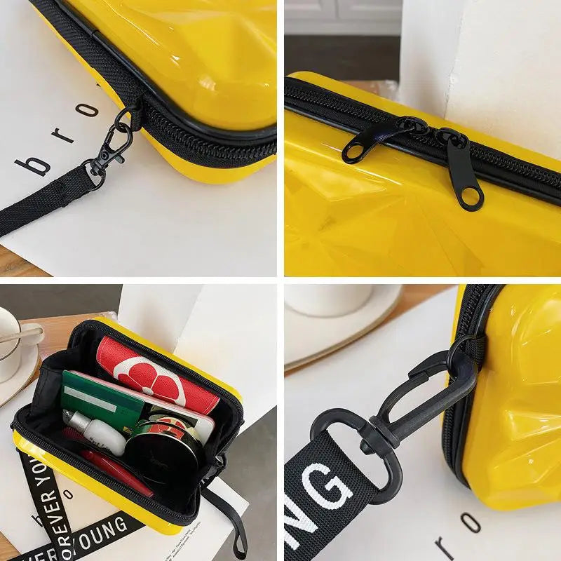 Women's PVC Cosmetic Bag | Travel Suitcase Shaped Wallet & Makeup Organizer Luxegan