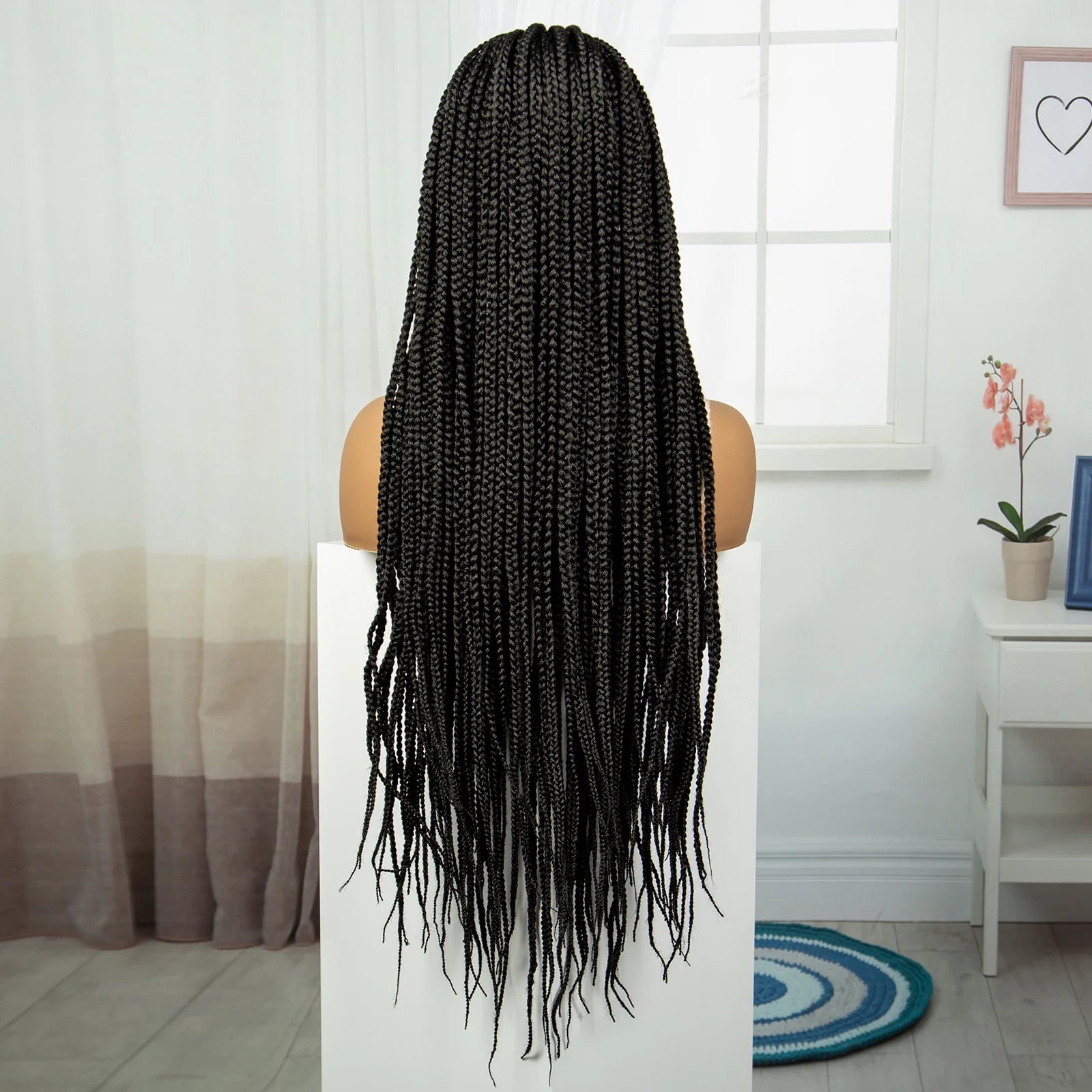 36" Burgundy Knotless Box Braids Wig | 9x6 Lace Front | Baby Hair Luxegan