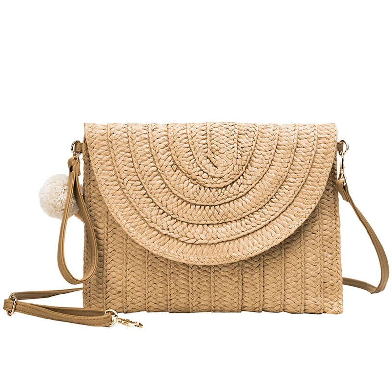 Summer Woven Braided Handbag | Handmade Envelope Shoulder Bag & Beach Tote Luxegan