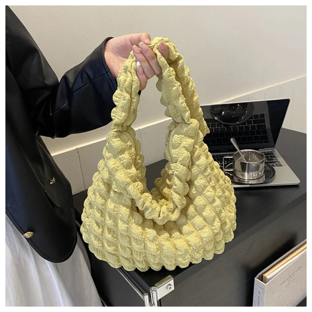 Soft Quilted Canvas Tote | Pleated Crossbody & Underarm Bag Luxegan