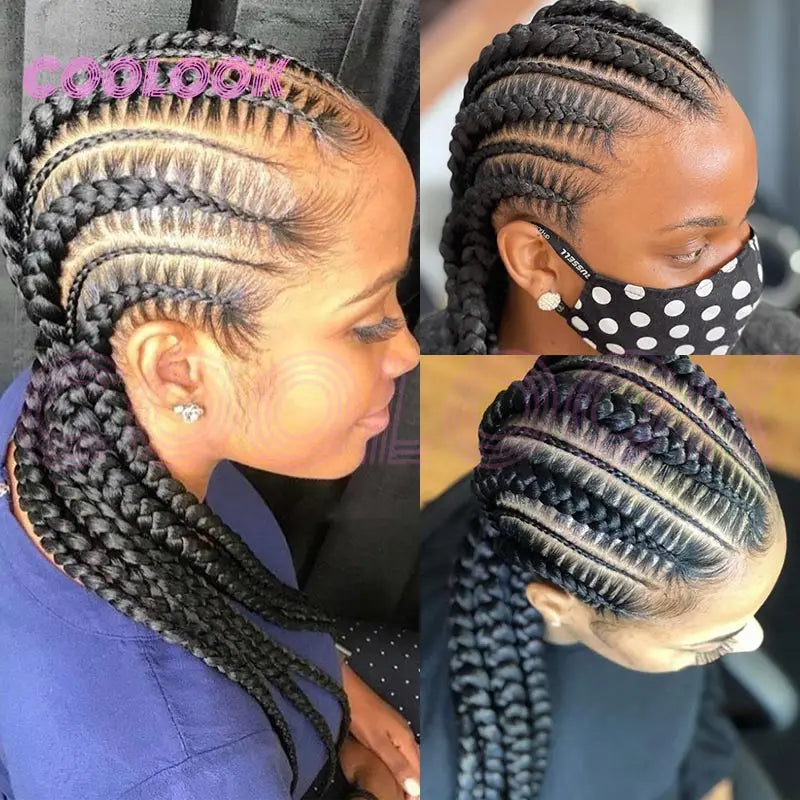 20-36 Inch Jumbo Box Cornrow Faux Locs Wig | Full Lace