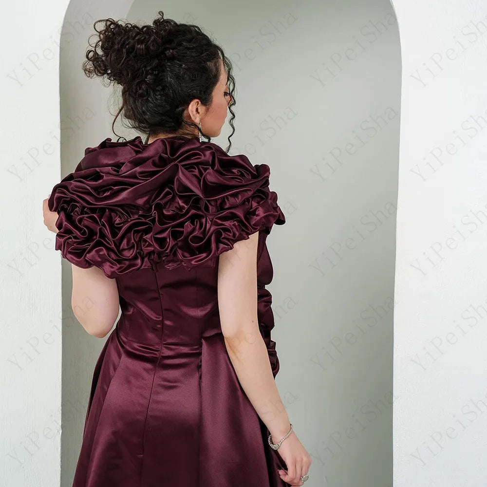 Draped A-Line Prom Gown | Off-Shoulder Sleeveless Floor-Length Evening Dress Luxegan