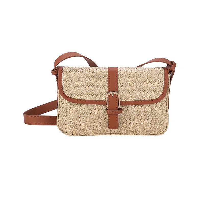 Summer Straw Bag Women's New Fashion Small Square Bag | Foreign Style Braided Tote & Simple Single Shoulder Crossbody Bag Luxegan