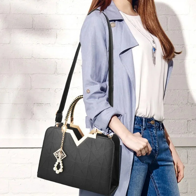 Women's Handbag Patchwork Shoulder Messenger | Office Work PU Leather Female Bag & Ladies Luxury Fashion Elegant Tote Luxegan