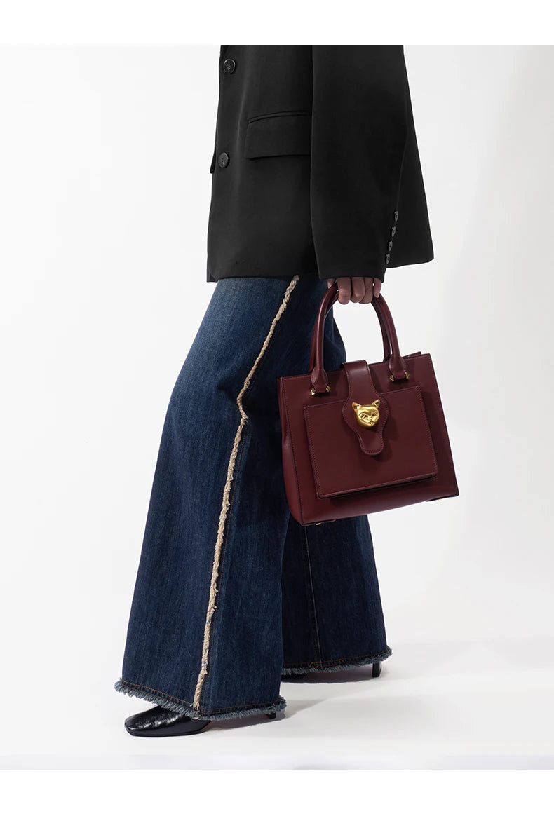 New Luxury Genuine Leather Women’s Handbag | Large Capacity Multi-Compartment Commuter Bag | Fashion Handheld & Crossbody Business Tote Luxegan