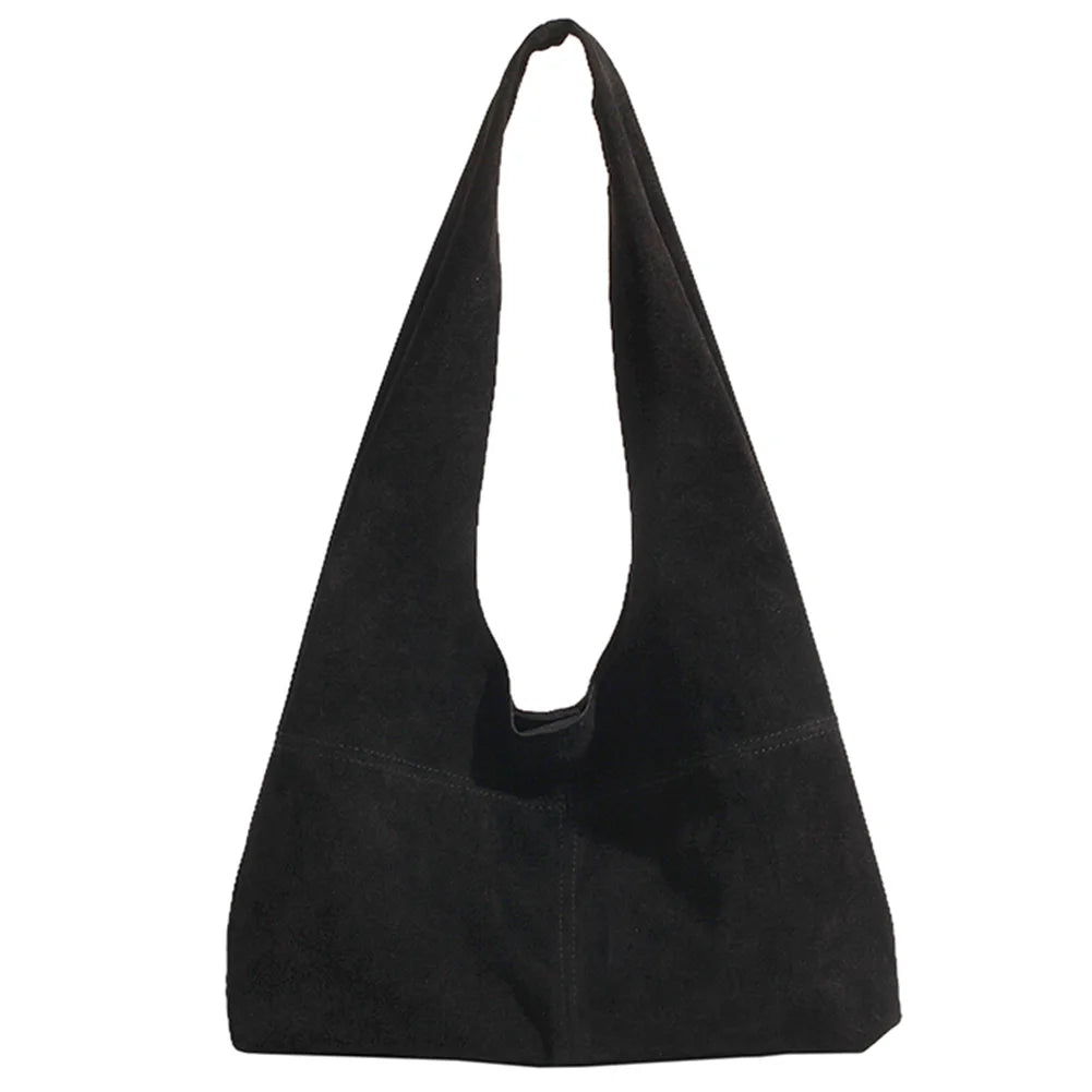 Women's Faux Suede Tote Bag | Vintage Large Capacity Shoulder & Underarm Handbag (Designer Style, Simple Commuting Bag) Luxegan