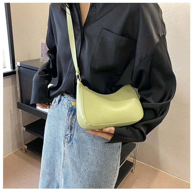 Mini Fashion Female Underarm Shopping Bag Retro Casual Women Totes | Shoulder Bags Female Leather Solid Color Handbag for Women Luxegan