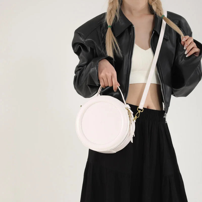 Round Crossbody Bags for Women | High Quality PU Leather Designer Shoulder Bag & Female Clutch Purse (Solid, Soft) Luxegan