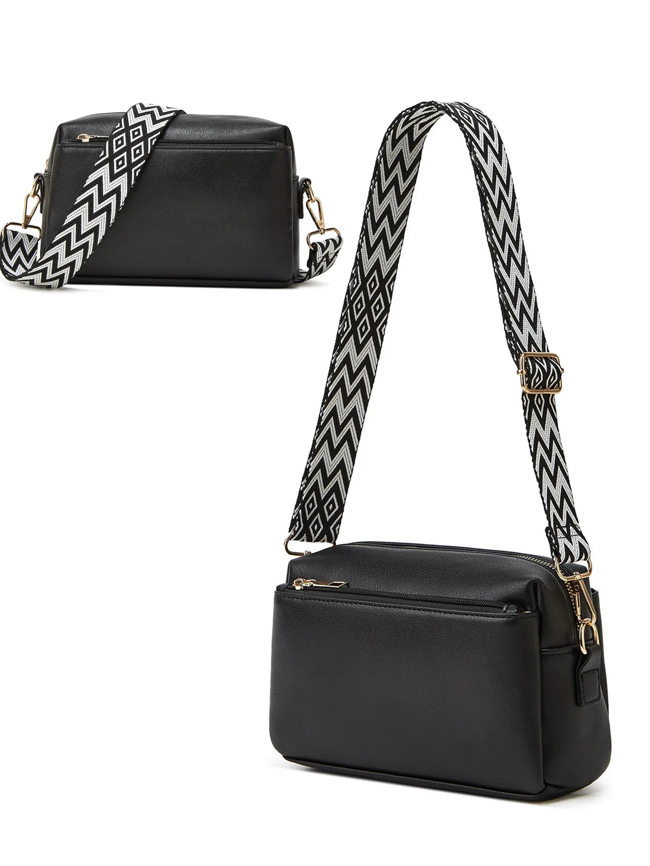 Women’s Multi-Zipper Small Square Bag | Anti-Splashing Water-Resistant Crossbody | Sophisticated Single Shoulder Satchel | Modern PVC & Acrylic Small Utility Handbag (Model 480) Luxegan