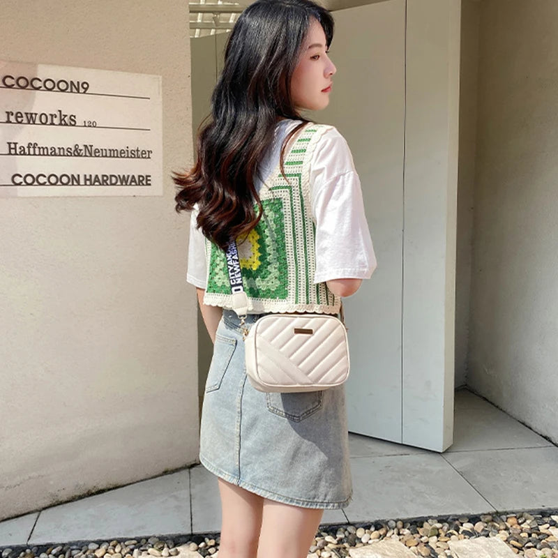 Quilted PU Leather Shell Crossbody | Small Designer Zipper Purse Luxegan