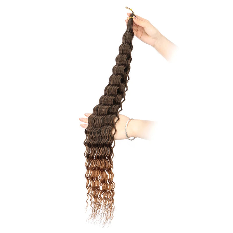 30 Inch Pre-Stretched Deep Wave Crochet Hair – Ombre Soft Curly Braiding Hair for Women Luxegan