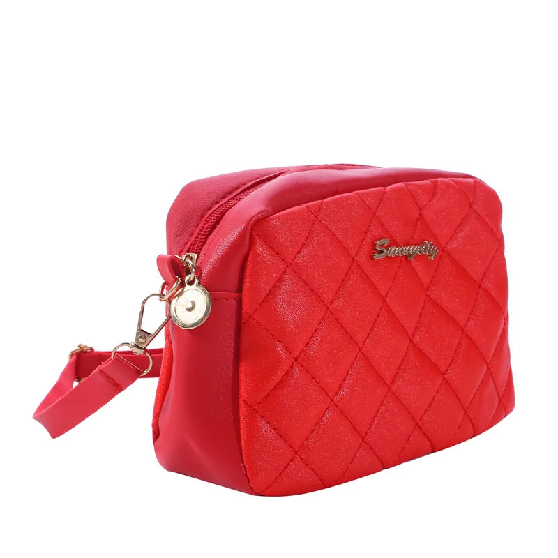 Women's Square Single Shoulder Bag | Solid Color PU Handbag & Female Fashion All-match Messenger Bags (Casual Phone Bag) Luxegan