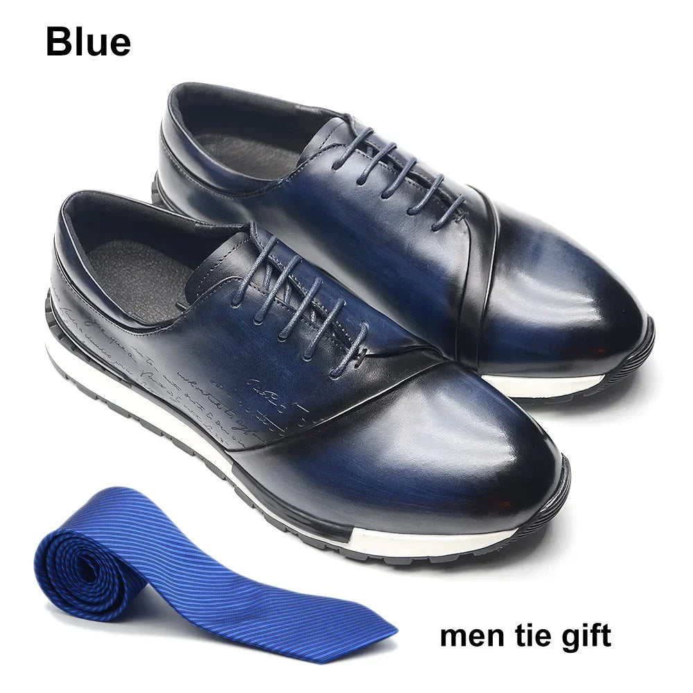 Luxury Hand-Painted Leather Oxfords | Sophisticated France Style Business Sneakers | Elegant - view 7
