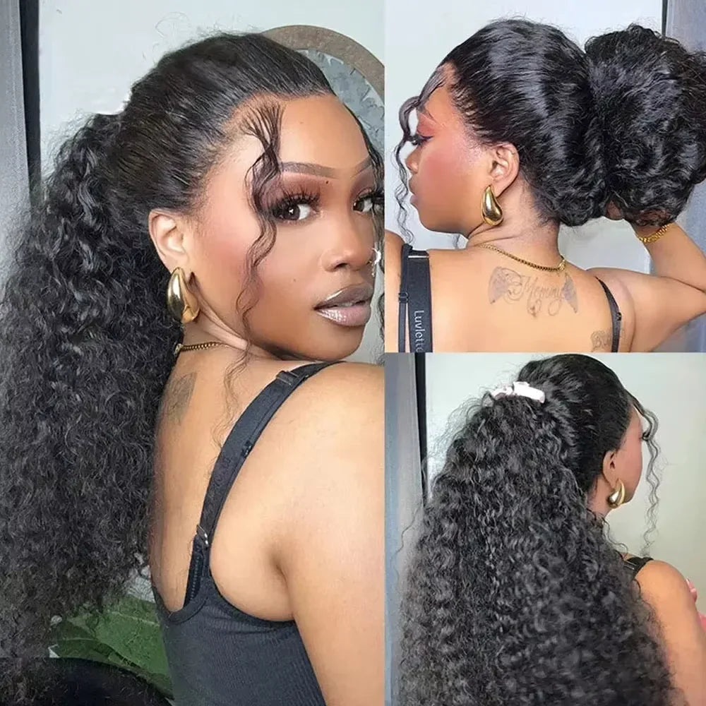 Invisi-Strap 360 HD Full Lace Glueless Wig | Sophisticated "Deep Curly" Water Wave Silhouette | Elegant 250% Density Lace Frontal | "Dignified" Brazilian Human Hair Wig for Radiant Versatile Styling Luxegan
